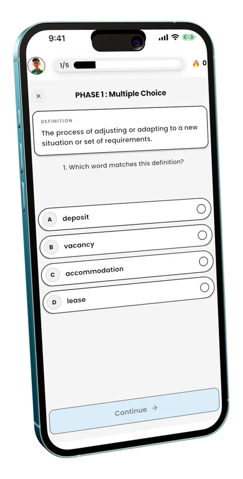 VocabMate multi-phase vocabulary test