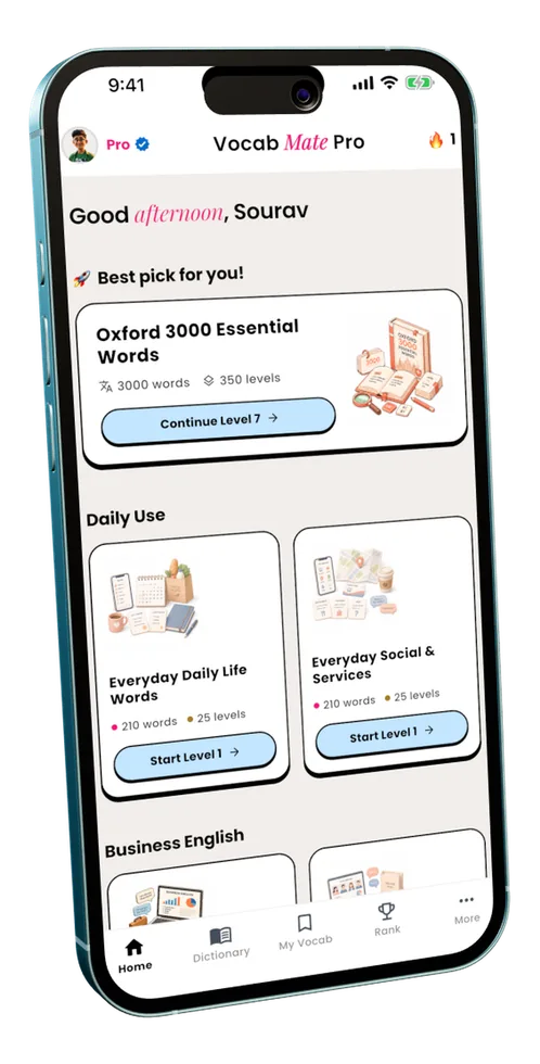 VocabMate home — vocabulary learning packs